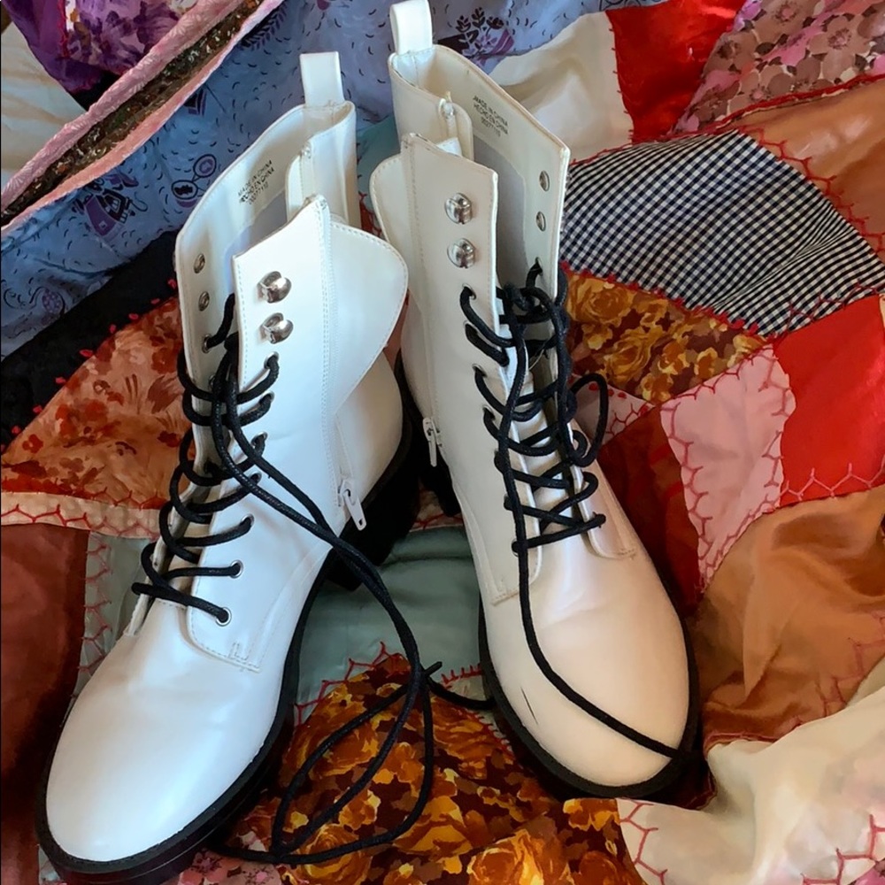 White combat boots